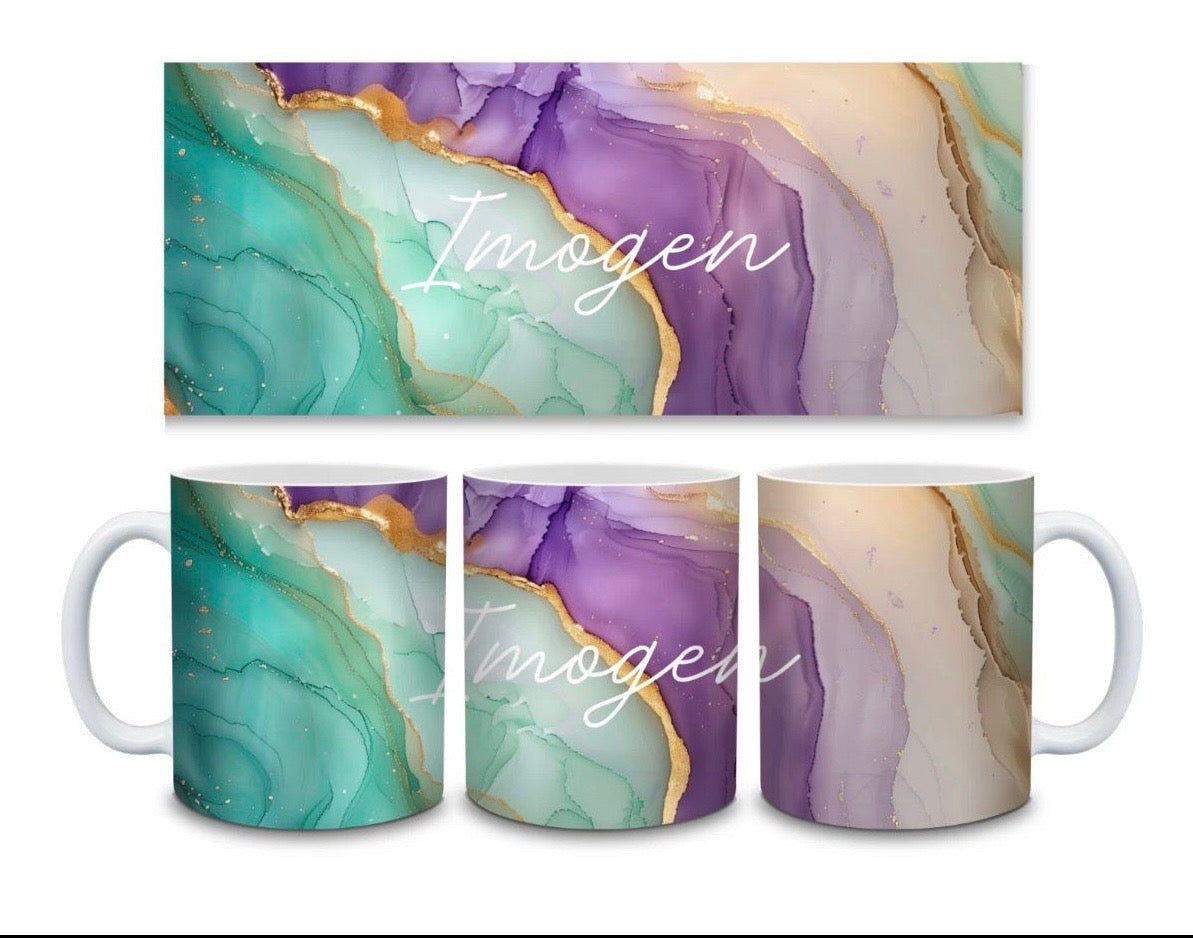 Marble Effect & Name Mugs