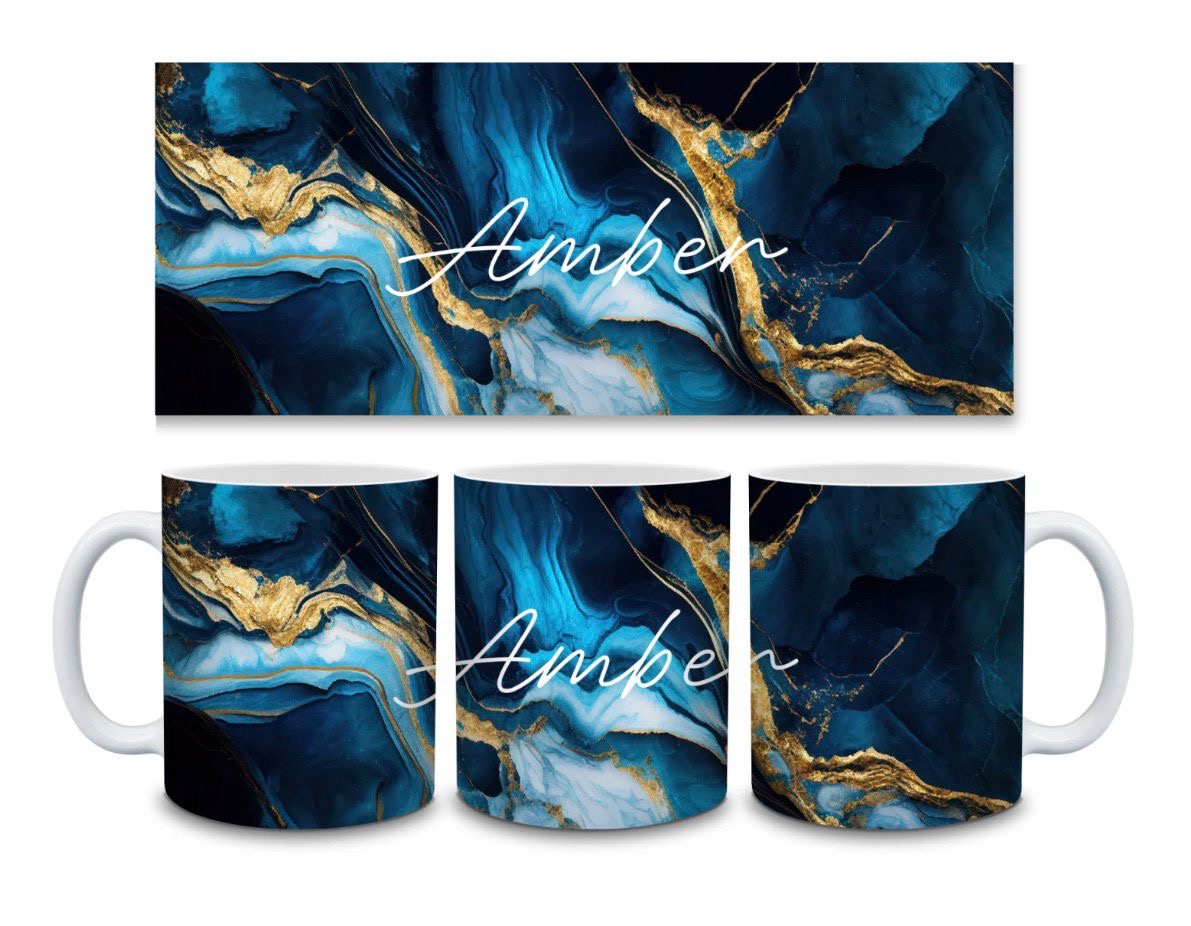 Marble Effect & Name Mugs